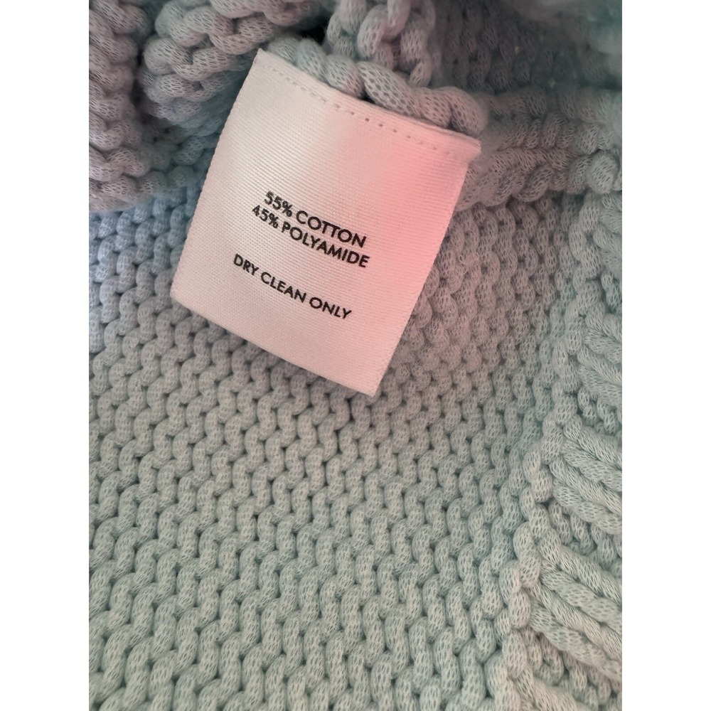 WHITE + WARREN Cotton Rope Crewneck Sweater. Light Green Blue Sz M. NWT - Picture 9 of 11